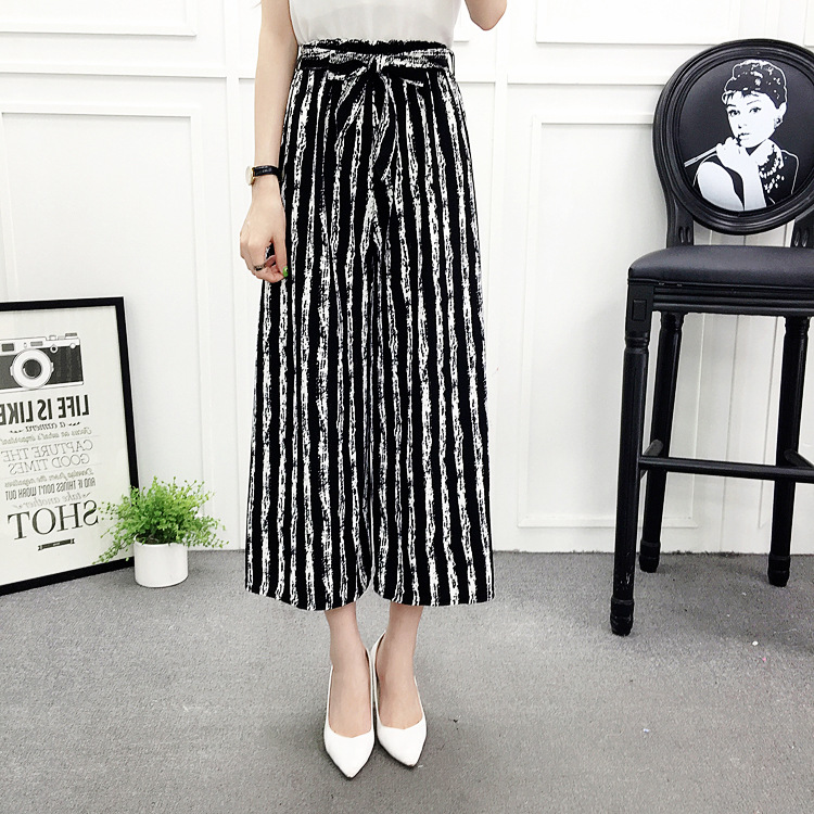 Title 5, Cropped Pants Casual Wide-leg Pants Black And W...