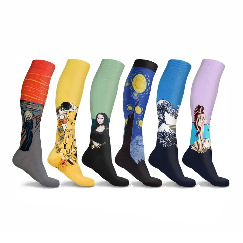 Running Compression Socks Famous Painting Pattern