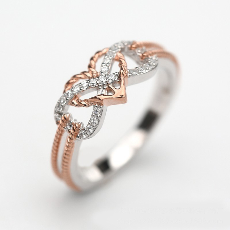 Fashion Creative Pattern Peach Heart Inlaid Zircon Rng