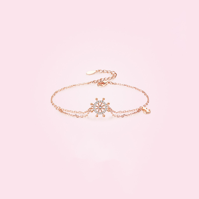 s925 Sterling Silver Rudder Bracelet Simple Personality