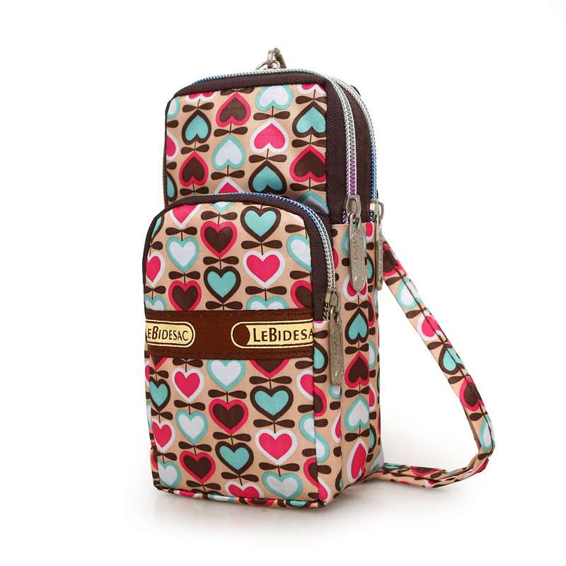 Three Layer Zipper One Shoulder Messenger Coin Purse Khaki - Shop at LoveMi