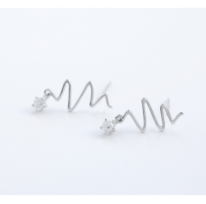 Heartbeat Silver Earrings Simple Temperament Female Earrings