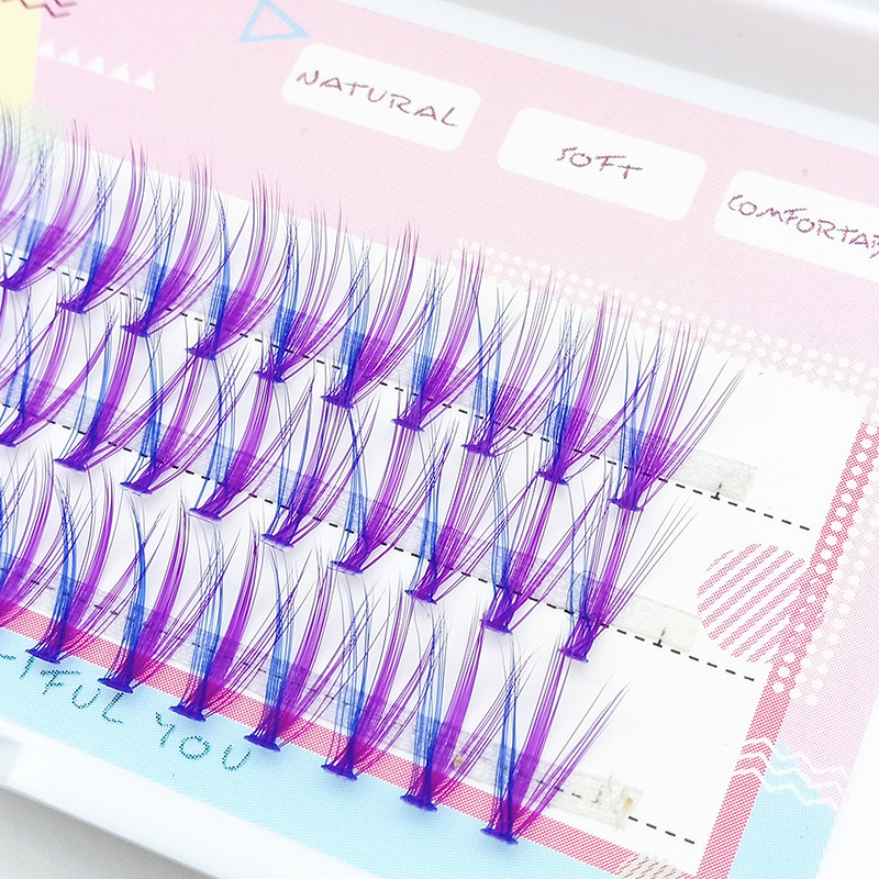 Mink Velvet Blue-Violet Colored Flowers With Thick and Lifelike Planting False Eyelashes