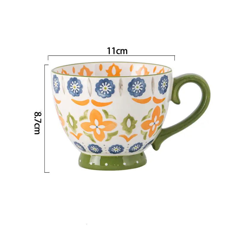 Hand Painted Breakfast Cup Oatmeal Cup