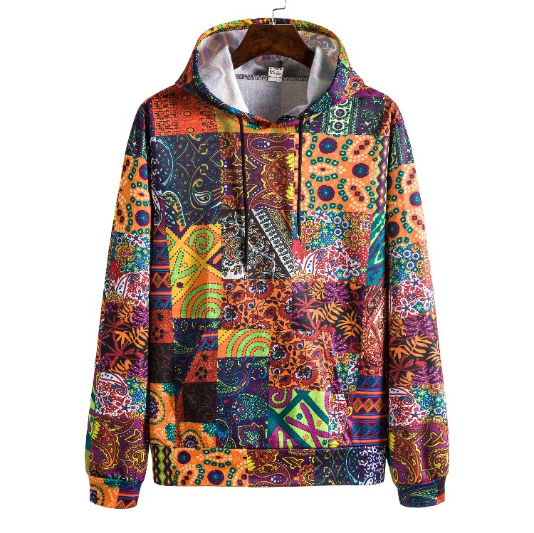 Digital Printed Retro Ethnic Style Men's Sweater