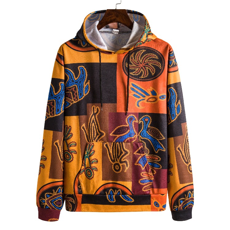Digital Printed Retro Ethnic Style Men's Sweater