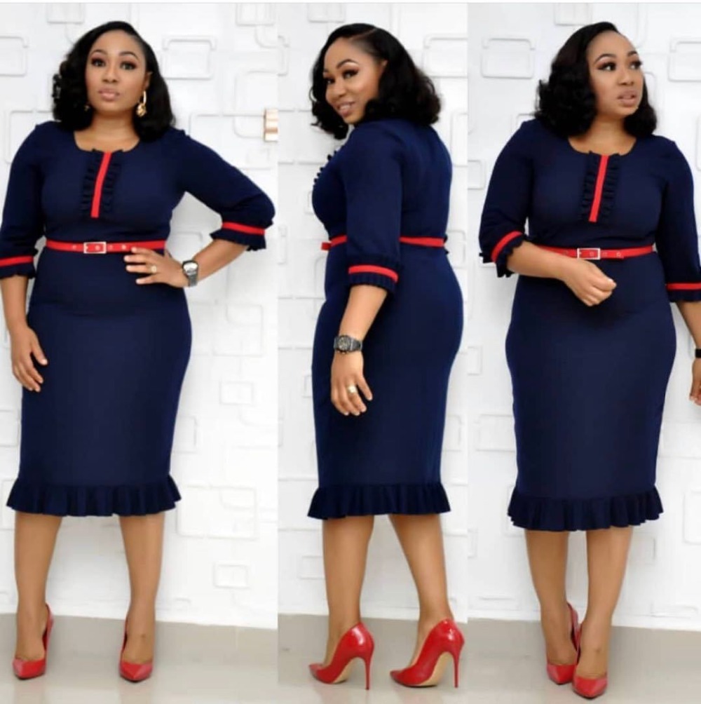 African Commuter Stitching Women's Wooden Ear Bag Hip Dress