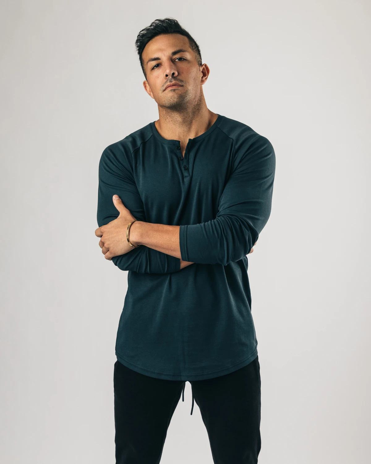 Buttoned Long Sleeve Sports T-shirt Bottoming Shirt