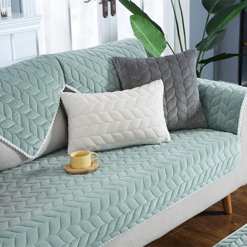Thicken Plush Quilted Sofa Towel Universal Sectional Cover Anti-slip