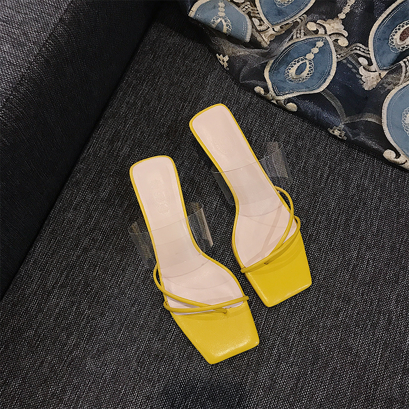 New Style Sandals Women's Thick High-Heeled Sandals With Square Head Transparent