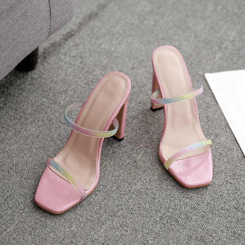 Candy Color Sandals And Slippers Thick High Heel Women's Shoes