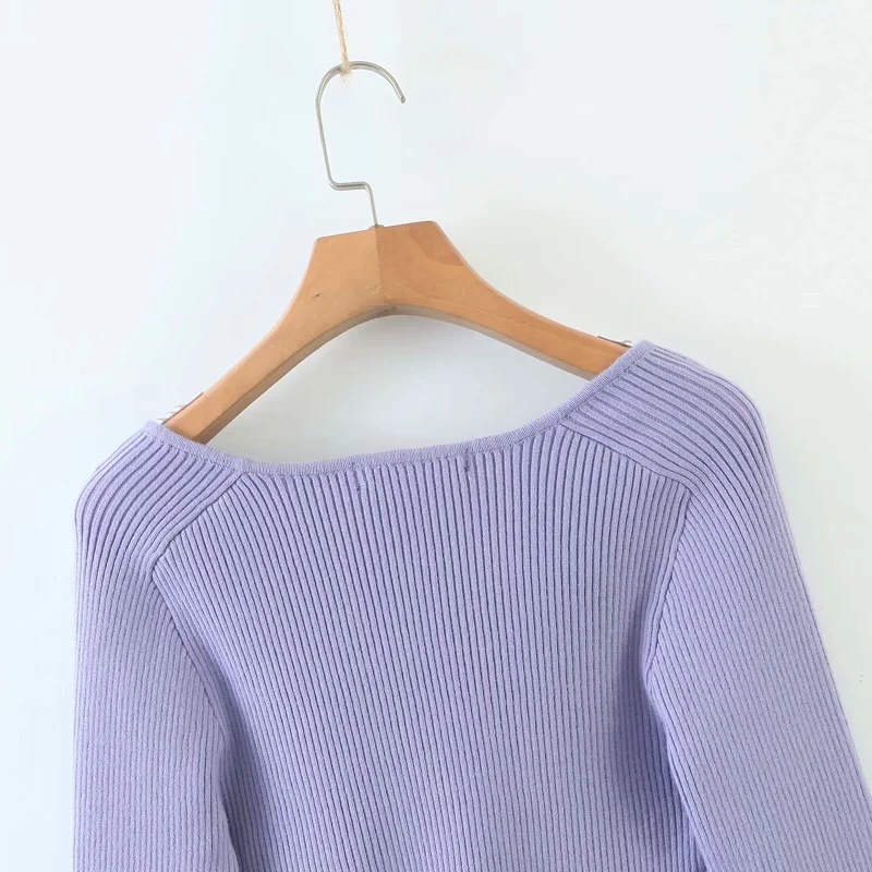 Title 5, French Retro Peach Heart Neck Sweater Women