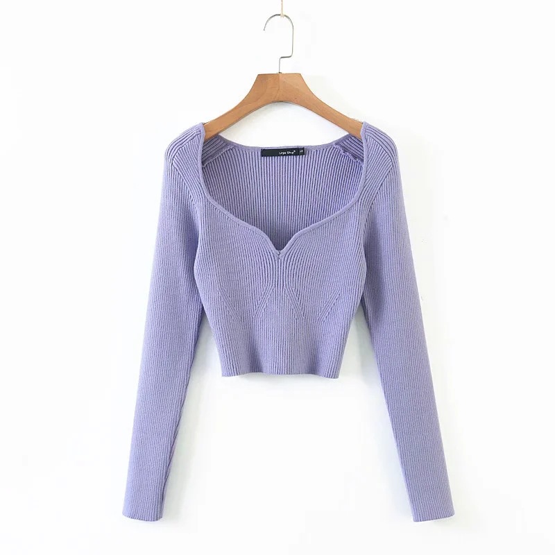 Title 6, French Retro Peach Heart Neck Sweater Women