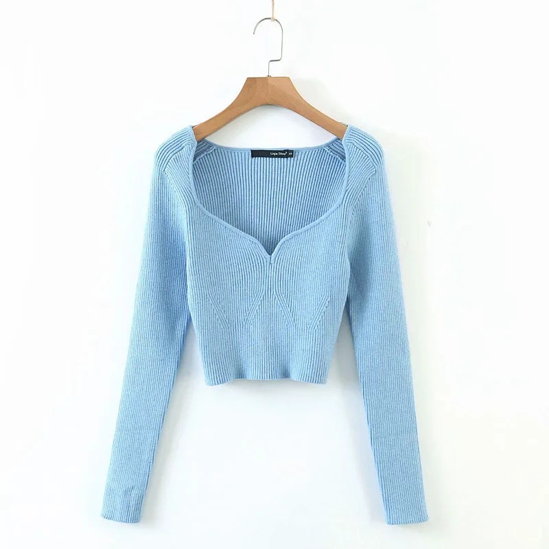French Retro Peach Heart Neck Sweater Women