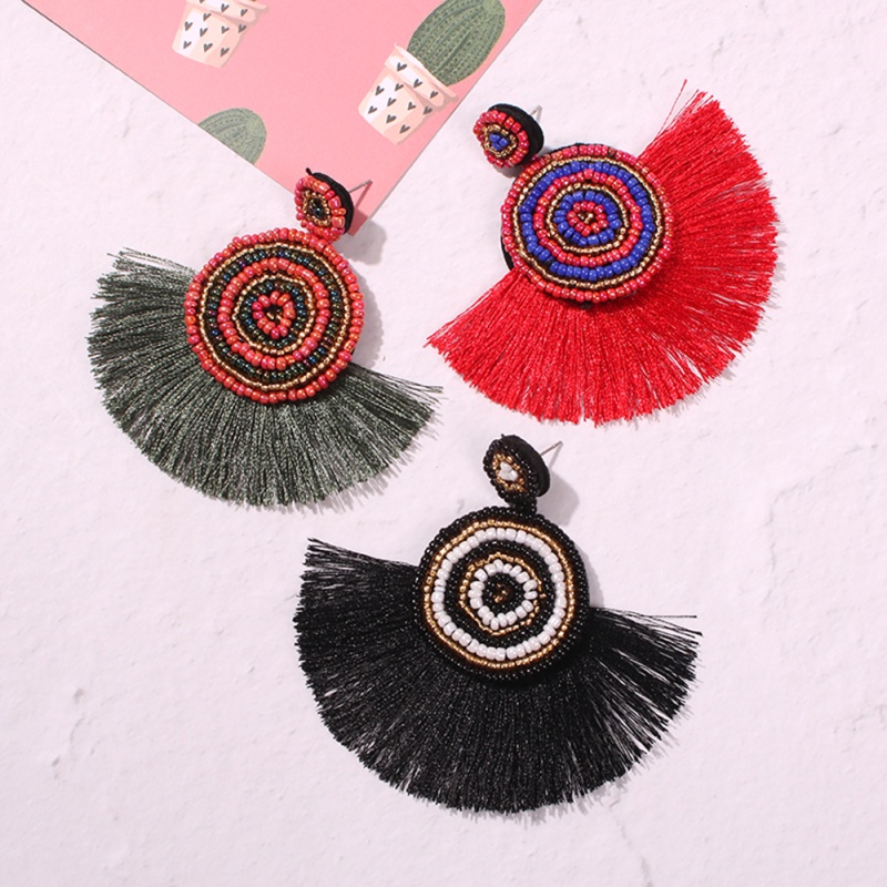 Rice Beads Fan Earrings Women