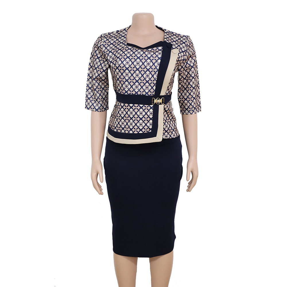 Women's Plus Size Commuter Skirt Two-Piece African Dress