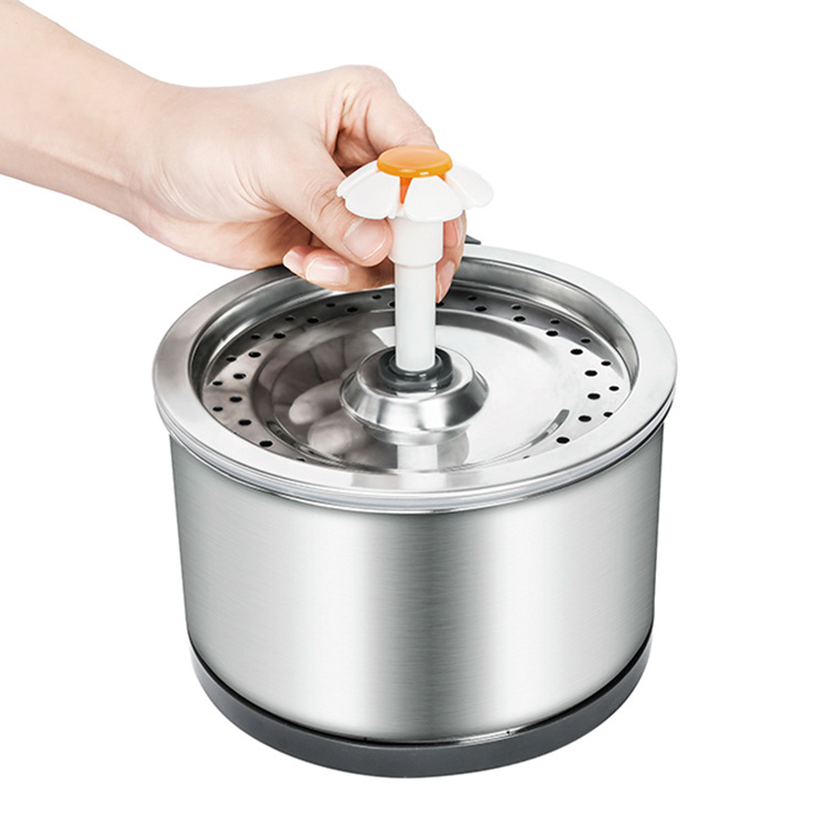 Stainless Steel Cat And Small Flower Drinking Bowl Dog Drinking Fountain thumbnail 4