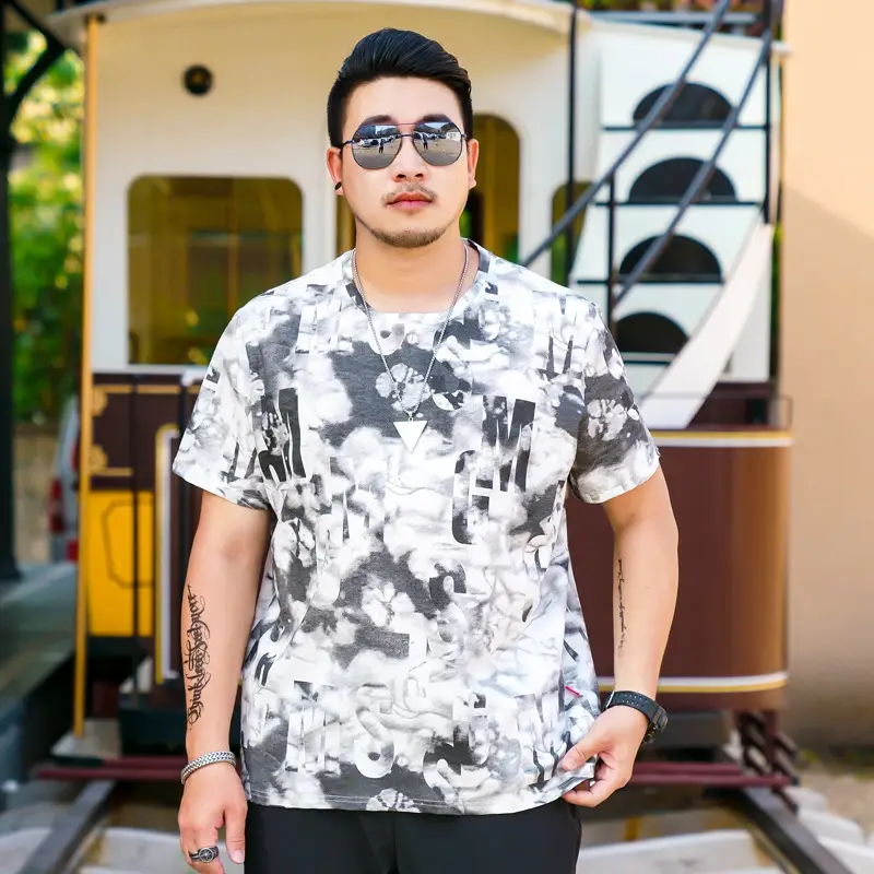 Men's printed t-shirt men's loose round neck men's Short Sleeve T-Shirt