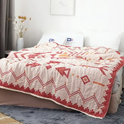 Breathable Towel Quilt With Thickened Six Layer Cotton Gauze Red - Shop at LoveMi