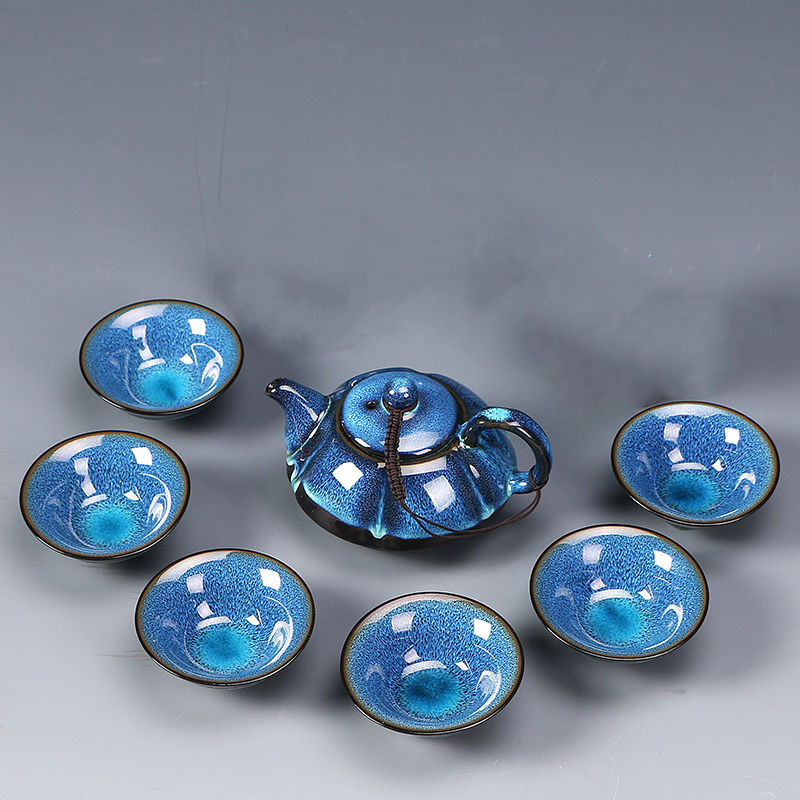 Kung fu tea set ceramic tea cup set (blue)