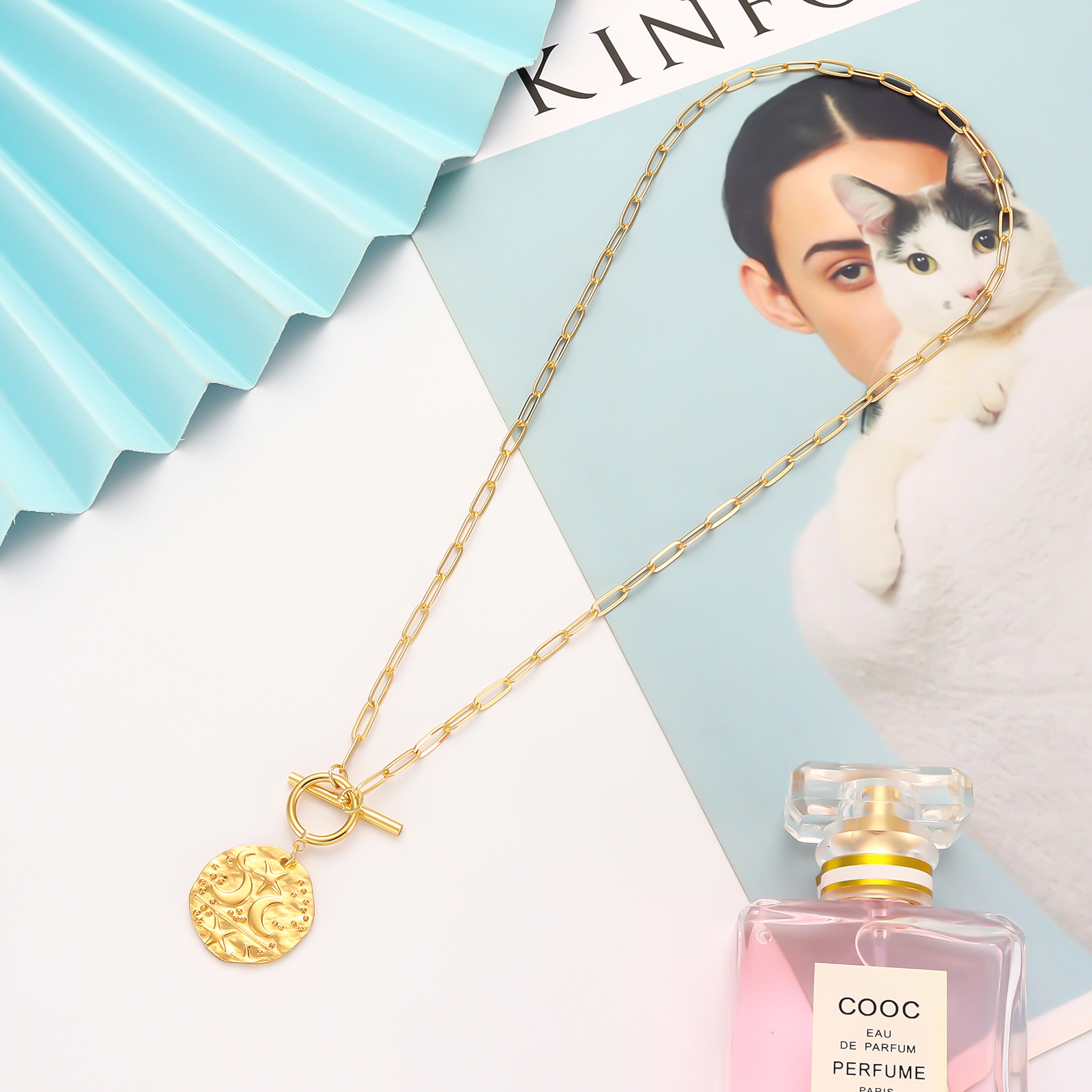 Medallion Moon Star Pendant Minimalist Necklace Jewelry