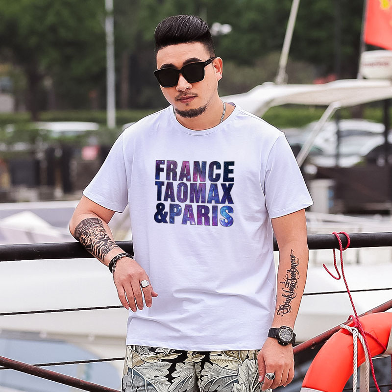 Summer New Style Plus Size Men's Thin Print Short Sleeve