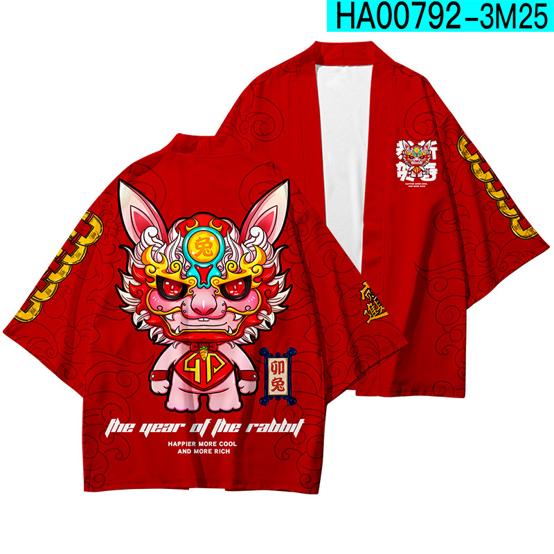 Title 12, Fashion Red Year Of The Ox Printed Robe Top