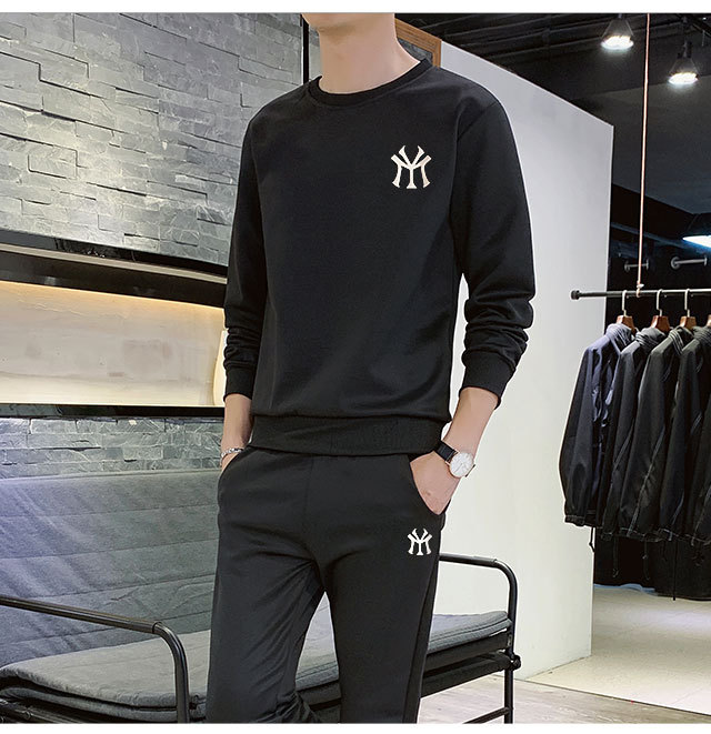 Round Neck Sweater Men's Korean Style Slim Print All-Match Casual Top