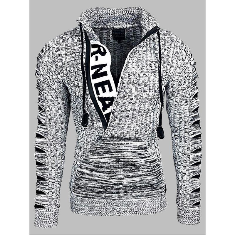 Men's Long Sleeve Lapel Knitted Pullover Sweater