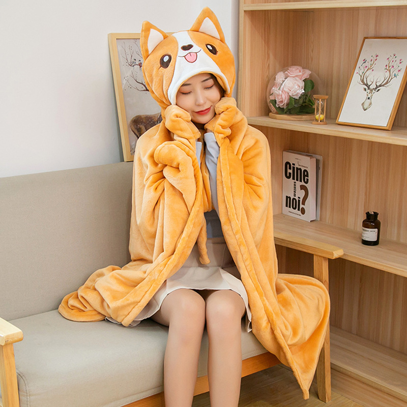 Title 6, Cute Cartoon Double Layer Flannel Padded Cloak