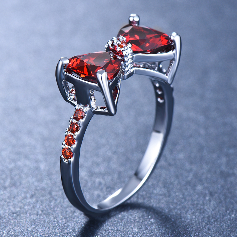 Ring Fuchsia Zircon Ring Color Diamond Fashion European and American Jewelry