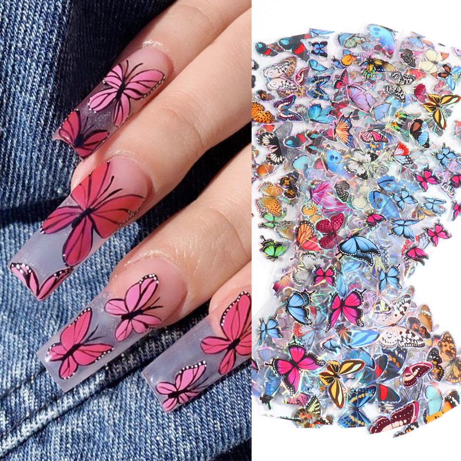 Nail Art 10 Color Laser Butterfly Nail Star Transfer Stickers — view 6