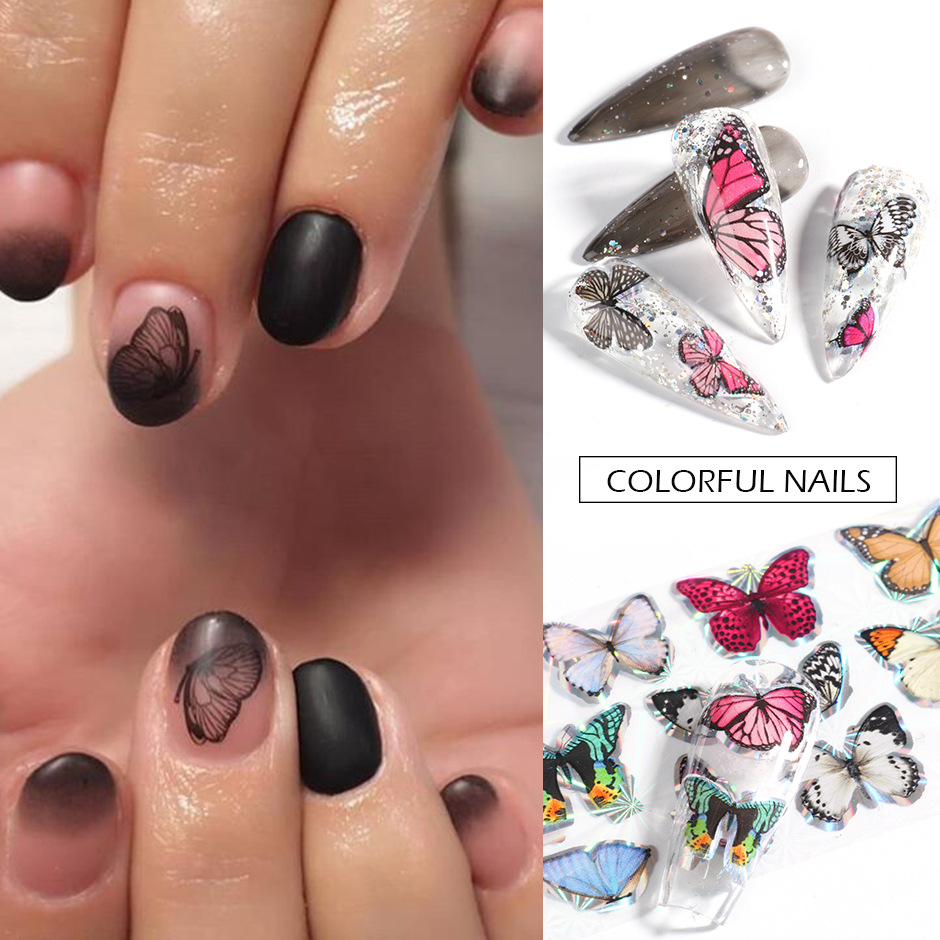 Nail Art 10 Color Laser Butterfly Nail Star Transfer Stickers — view 3