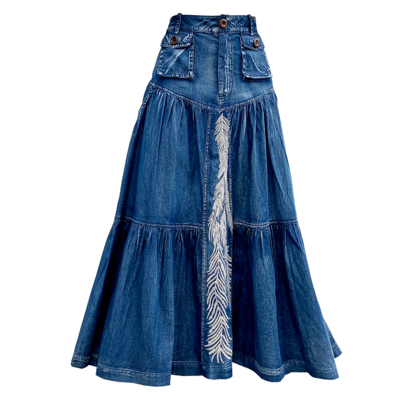 New High Waist A-line Denim Skirt Women