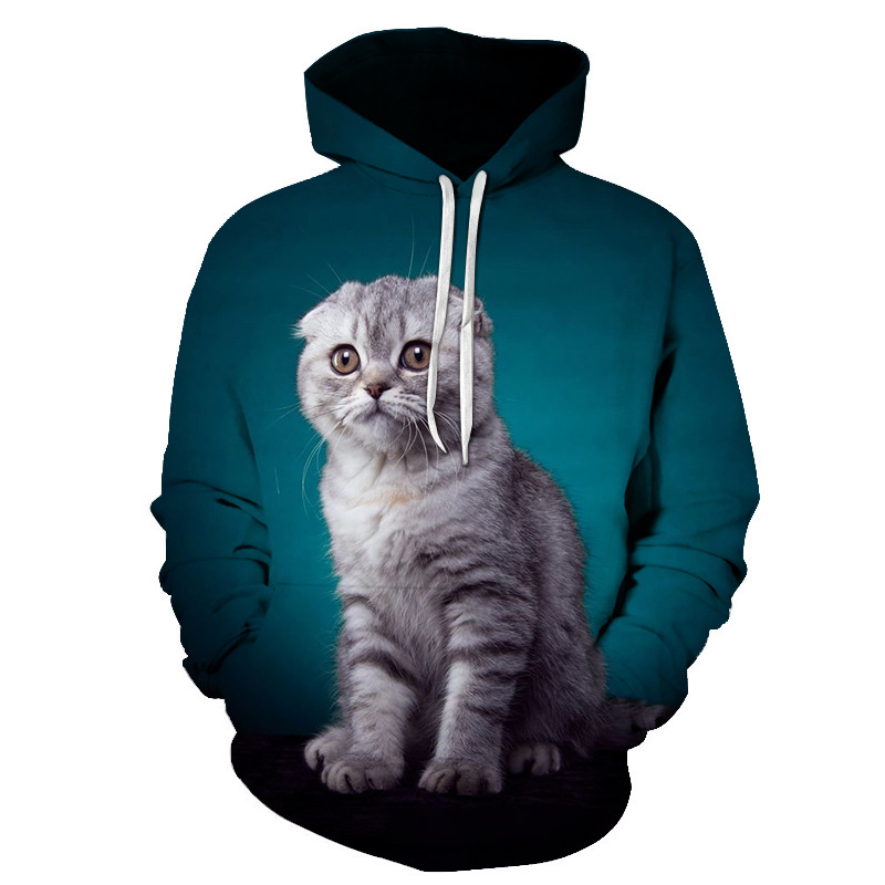 Title 2, Cat 3D Digital Print Sweatshirt European and Am...