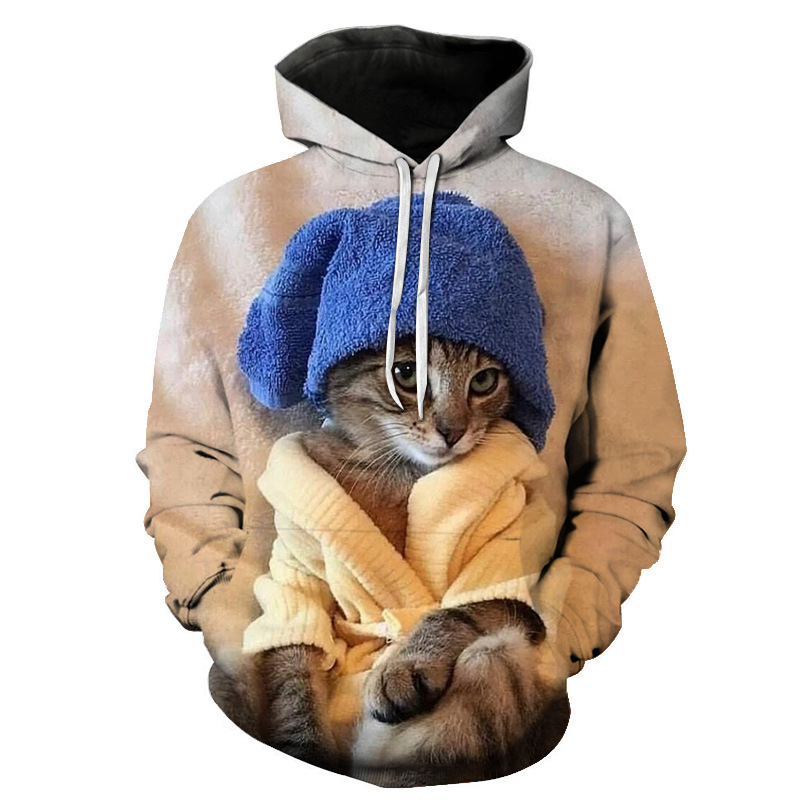 Title 6, Cat 3D Digital Print Sweatshirt European and Am...