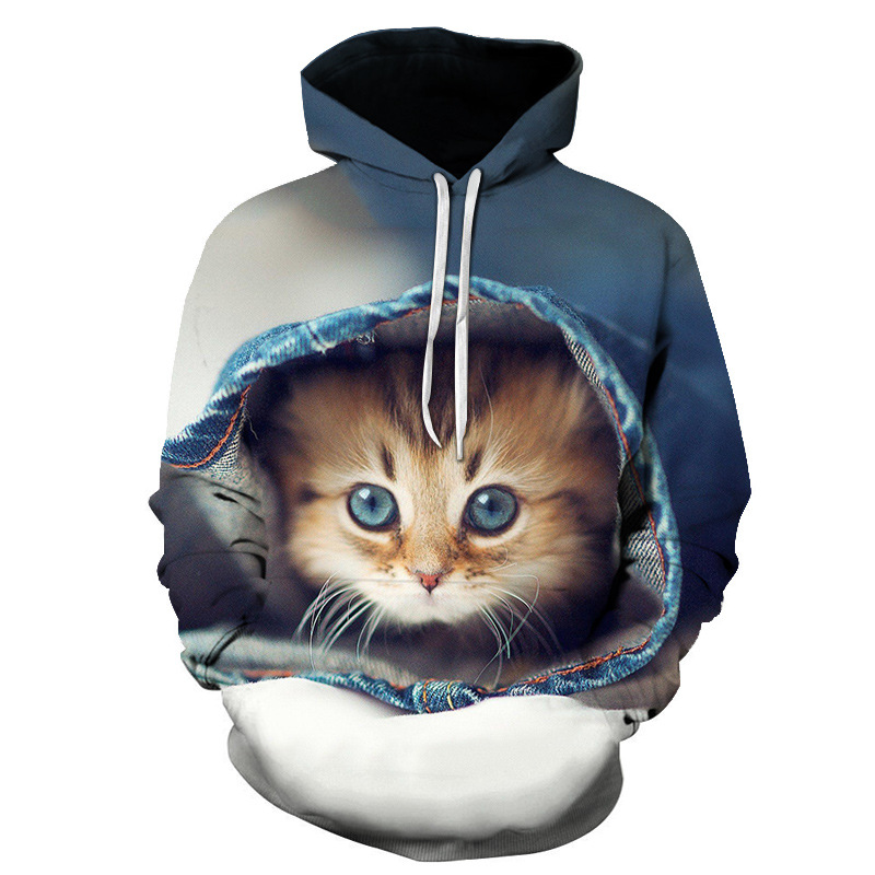 Title 8, Cat 3D Digital Print Sweatshirt European and Am...