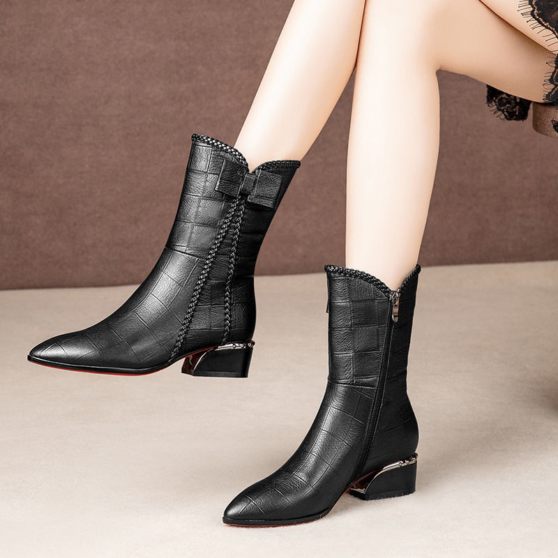 Title 1, Fashion All-match Thick-heeled Martin Boots