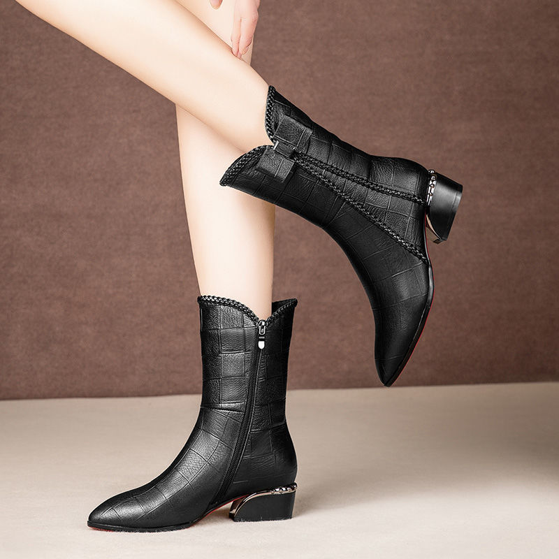 Title 3, Fashion All-match Thick-heeled Martin Boots