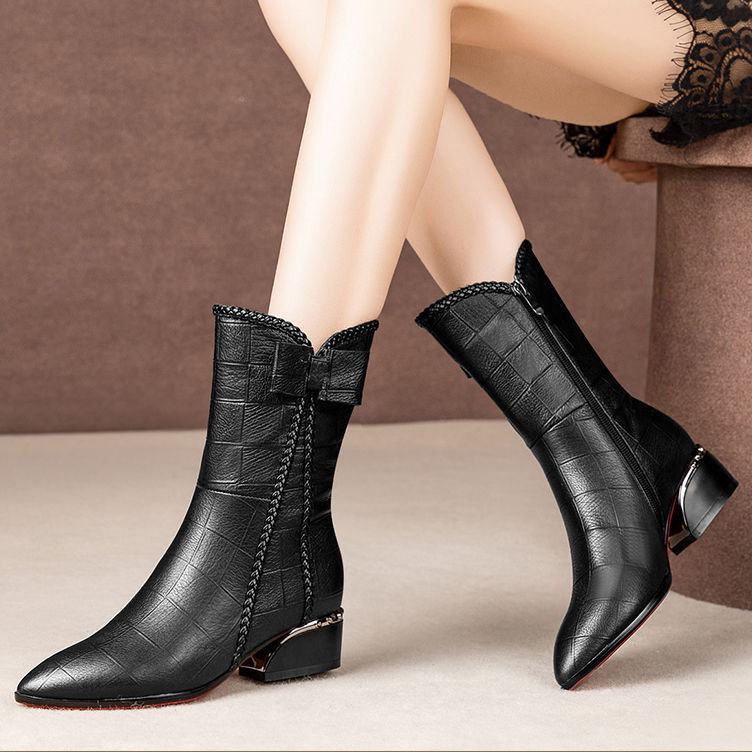 Title 4, Fashion All-match Thick-heeled Martin Boots