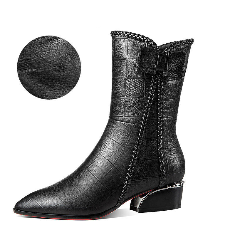 Fashion All match Thick heeled Martin Boots Black - Shop at LoveMi