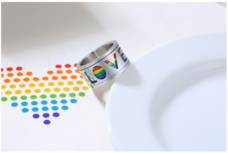 Stainless Steel Rainbow Ring Rotating Men's Ring