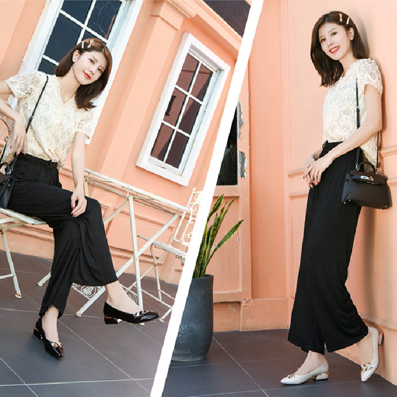 Women's Square-heel Pointed Pump Patent Leather Shoes