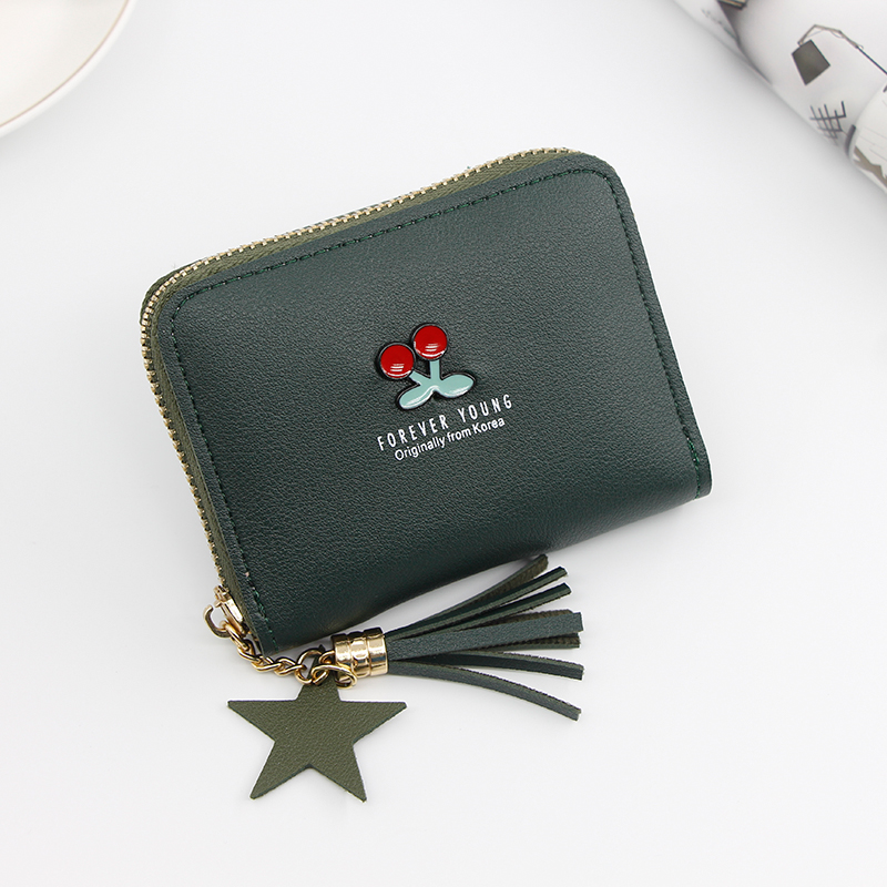 Ladies Wallet Short Cartoon Cute Cherry Clutch Bag Little Girl Coin Purse Zipper Bag — view 6