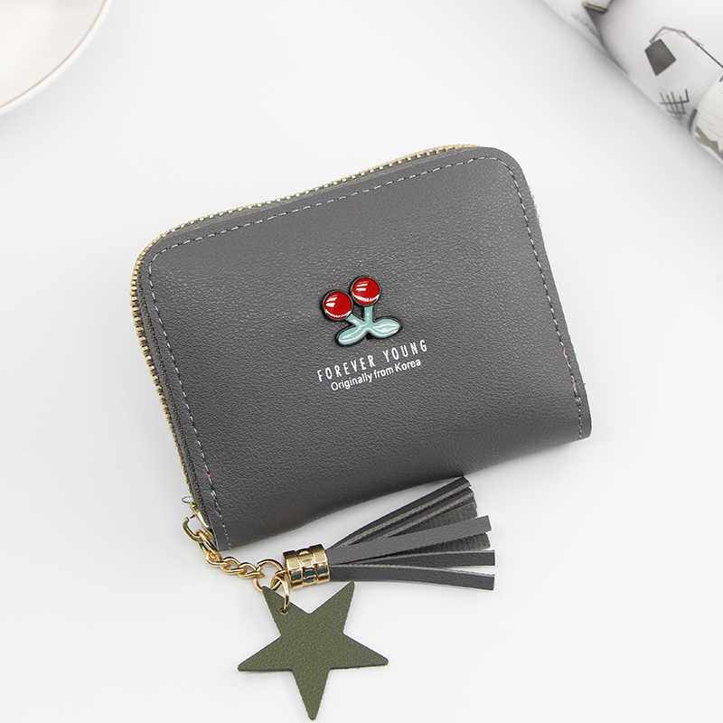 Ladies Wallet Short Cartoon Cute Cherry Clutch Bag Little Girl Coin Purse Zipper Bag — view 2
