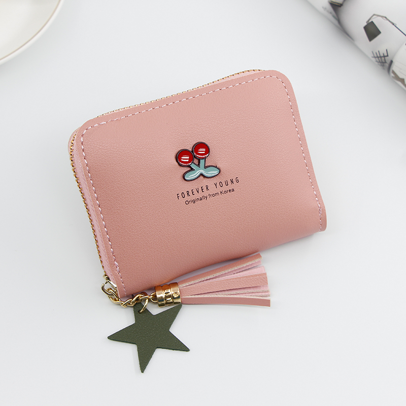 Ladies Wallet Short Cartoon Cute Cherry Clutch Bag Little Girl Coin Purse Zipper Bag — view 4