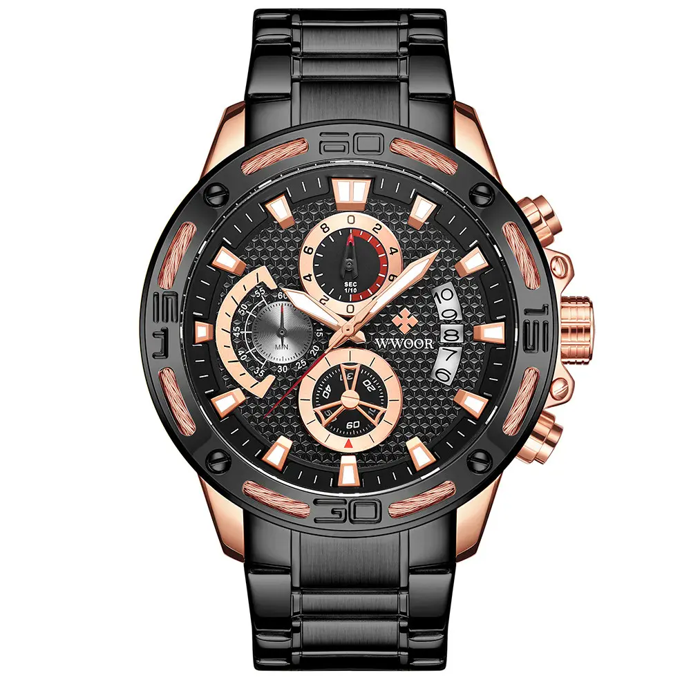 WWOOR Fashion Mens Watches Top Brand Luxury Gold Full