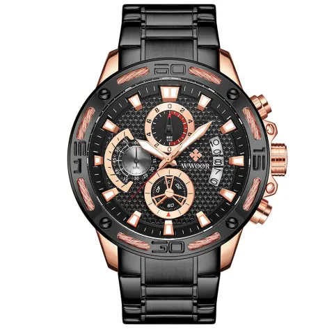 WWOOR Fashion Mens Watches Top Brand Luxury Gold Full