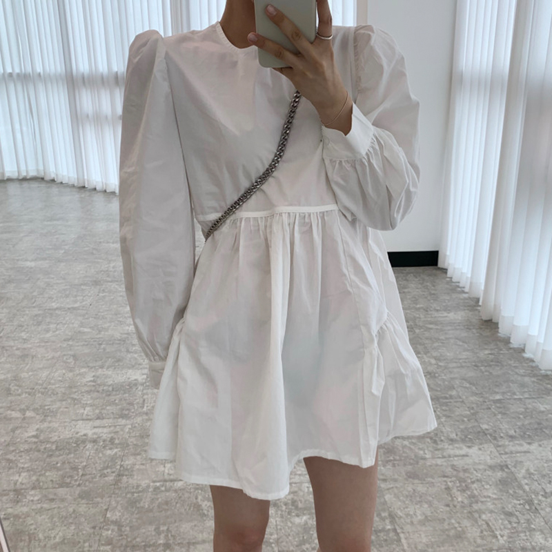 Spring Simple Dark Round Neck Loose Wild Look Thin