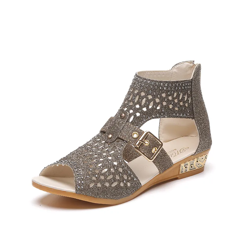 Sandals Rivet Flat Sandals Women's Shoes - Gold